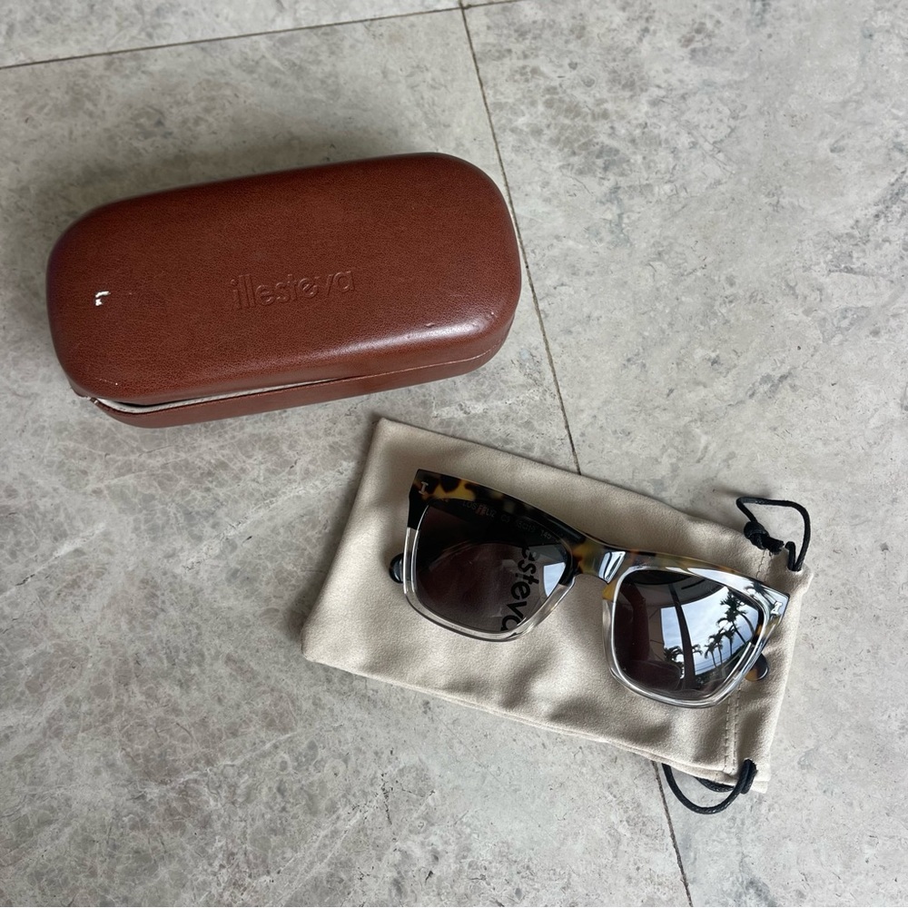 Illesteva Tortoiseshell and Clear Frame Sunglasses with Brown Lenses